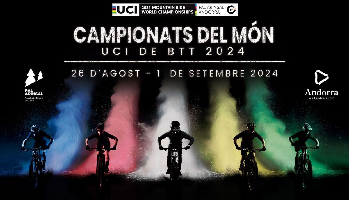 Els millors riders del món, novament a Andorra! Andorra acollirà els Campionats del Món UCI de BTT per segona vegada del 26 d’agost a l’1 de setembre. L’edició del 2024 de la competició se celebrarà al sector de Pal del Bike Parc Pal Arinsal de la Massana; en tres modalitats amb un espectacle únic: Cross-Country, Olímpic, Short-Track, Relay, E-MTB i Descens. Programa de curses 28.08 - E-MTB World Championships 29.08 - XCC Elite Short Track World Championships 31.08 - DHI Elite World Championships 01.09 - XCO U23 World Championships 01.09 - XCO Elite World Championships Durant aquesta setmana Andorra serà la capital mundial del ciclisme de muntanya. Viu en directe l'emoció i el vertigen de la BTT amb els millors riders internacionals lluitant pel títol mundial. Més informació i programa complet a la web dels Campionats del Món UCI de BTT.